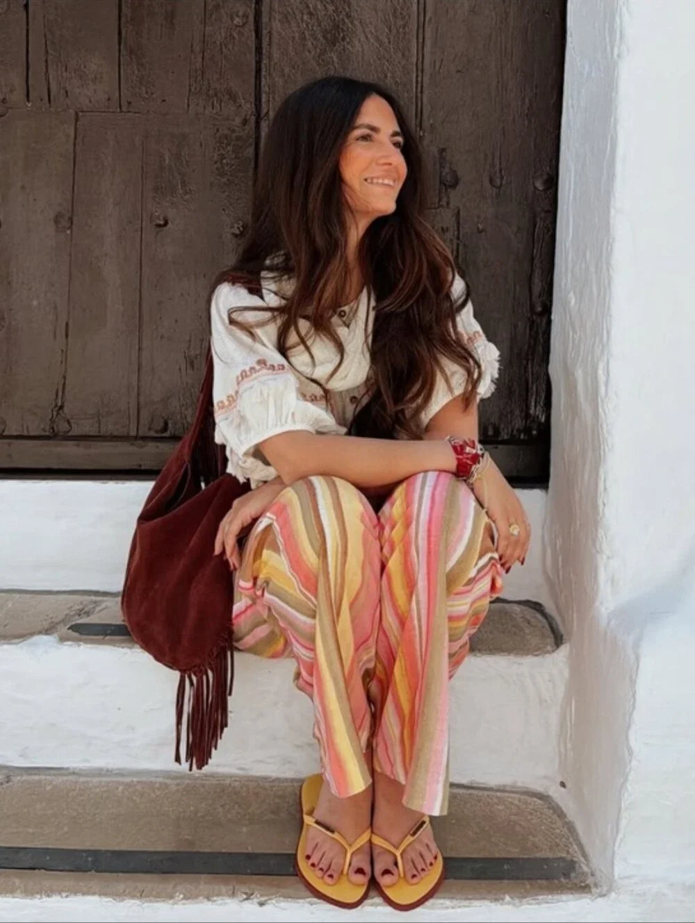ZARA STRIPED WIDE LEG PANTS